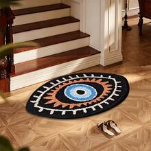 1pc Evil Eye Shape Design Microfiber Bath Rug, Non‑Slip Soft Bathroom Mat, Water‑Absorbent Doormat, Machine Washable, Low Pile, Knit Fabric, For Bedroom, Kitchen, Entryway, Indoor & Outdoor Use, Accessories & Home Decor, Perfect New House Gift - A - View 8