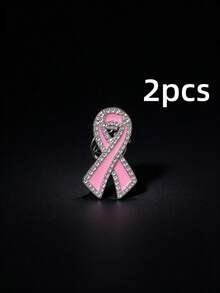 1pc Women's Pink Ribbon Brooch, Sparkling Full Rhinestone Ribbon Brooch Pin, High-End Luxury Elegant Niche Design Anti-Exposure Collar Pin (Slight Color Difference) - Multicolor - View 10