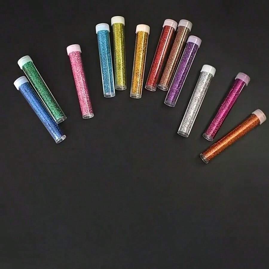 12 Colors Ultra-Fine Glitter Set, Suitable For Art And Plastic Crafts, DIY Cup And Phone Case Decoration, Holiday Party Decoration, And Adult Handmade Sequin Adhesive Material