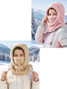 1/2pcs Kids Full Face Neck Warmer Ski Mask Balaclava Fleece Hat, Boys Girls Children Ski Hat, Snow Travel Winter Warm Soft Comfortable Plush Hat - Multicolor - View 30