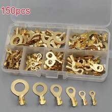 Round Ring Terminals O-Type Crimp Connectors Copper Plate Wiring Terminals Assortment Set New Style - A - View 1