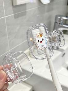 Crown Smiling Face Toothbrush Holder Set, Portable Toothbrush Clip Combination, Suitable For Home And Travel, Keeps Your Toothbrush Clean And Protects Your Oral Health. Portable Toothbrush Head Protector Clip, Toothbrush Dust-Proof Cover, Protects Toothbrush Head, Portable Design For Easy Carrying, Dust-Proof Toothbrush Head Cover Suitable For School, Home And Travel Use, Great Gift For Family And Friends, Essential For Home And Dorm - Multicolor - View 7