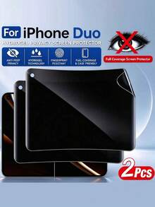 2 PCS Anti-Peep Privacy Hydrogel Screen Protector, Full Coverage Soft TPU Inner Film Compatible With Iphone Duo Foldable Phone, Not Tempered Glass Film - Clear - View 1