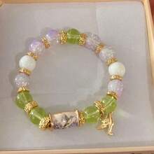 1件裝蜂鳥與金色繡球花祝福串珠手鍊，附金色蜂鳥吊墜，精緻靈性信仰主題手鍊，附禮盒，適合日常配戴，女性生日/母親節禮物，四季皆宜 - 紫丁香色 - 查看 6