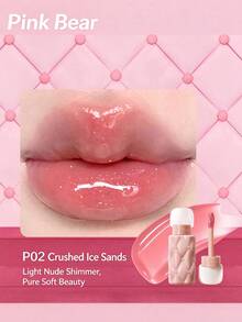 Pink Bear Plumping Lip Gloss P02, Glossy Finish, Lightweight & Moisturizing, Buildable Color, Non-Sticky & Comfortable, Long-Lasting Wear, Suitable For Beginners, Daily Use, Gift, 2.3ml/0.078 Fl Oz - P02 - View 3