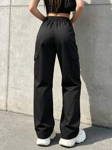 Women's Spring And Autumn Cargo Trousers With Multiple Pockets And Zipper Pockets: Stylish, Versatile, And Casual Trousers - Black - View 5