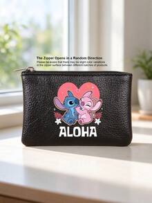 Disney Cute Cartoon Stitch Pattern PU Leather Coin Purse & Slim Card Holder - Compact Zipper Pouch Wallet, Portable Small Change Organizer & Gift - Multicolor - View 11