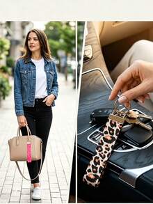 1pc Leopard Print Keyring Wrist Strap Lanyard, Suitable For Teachers, With Key Ring, Cute Short Phone Strap, Applicable For Keys, ID Card Holder, Wallet, Gift For Women And Men - Multicolor - View 7