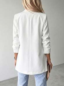 Women's Fashion White Polyester Long Sleeve Regular Fit Blazer, Essential For Spring And Autumn - White - View 2