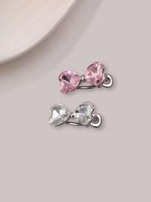 6/4/2pcs 1pc Sweet Pink Rhinestone Heart Bow Hair Clip, Exquisite Small Frontal Bangs Clip, Rhinestone Bow Bangs Hair Clip, Luxury Super Shiny Niche Minimalist Side Clip - Multicolor - View 20
