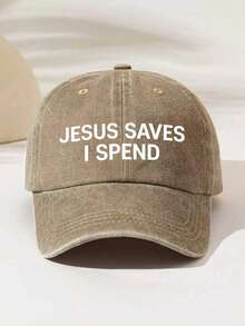 1pc "JESUS SAVES I SPEND" Letter Print Washed Baseball Cap, High-Quality All-Season Fashion Adjustable Hat, Suitable For All Ages, Comfortable And Versatile For Sports, Fitness, Party, Work, Perfect Gift For Family And Friends - Washing - View 15