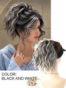Synthetic Messy Fluffy Curly Bun Hair Extension, Heat-Resistant Fiber Rubber Band Ponytail Hairpiece, Suitable For Daily Wear, Add Volume Hair Accessory - Multicolor - View 13