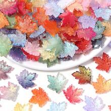 50pcs/Pack Gradient Maple Leaf Shaped Glass Pendant Ancient Style Hair Stick Hair Accessory Clothing Accessory DIY Bracelet Necklace Keychain Phone Chain Jewelry Making Beads - Maple Leaf Beads - View 2