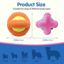 1pc Tennis Pet Toy, Elastic Rubber Ball With Food Dispensing Design, Dog Chew & Teething Toy, Interactive Fun Toy, Dog Training Toy, Interactive Pet Toy, Suitable For All Dog Breeds, Pet Toy, Pet Supplies - Multicolor - View 3