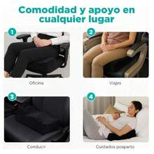 Almohada para Levantamiento de Glúteos, Almohada de Espuma, Almohada Portátil de Espuma Ligera en Forma de Botín, Cojin de Apoyo para Los Glúteos, Almohada de Glúteos - Negro - Ver 8