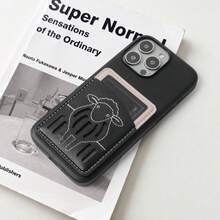 1件 極簡刺繡羊卡槽手機殼，適用於 Apple 17 16 16e 15 14 Plus 13 12 11 Pro Max，適用於 Galaxy S26U S25U A56 - 089黑色 - 查看 5