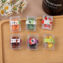 Dollhouse Mini Boxed Fruit Set - 1:6 And 1:12 Scale, Mini Pear, Apple, Grape Models, Suitable For BJD OB11 6-Inch Dollhouse, Miniature Food Scene Decoration And Collection Accessories (Suitable For 14 Years And Above) - Multicolor - View 5