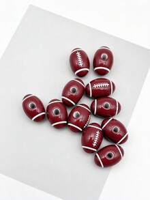 10pcs American Football Beads, Football Shaped Spacer Beads, Suitable For DIY Jewelry Making, Bracelet Necklace Sports Theme Accessories - Rugby - View 5