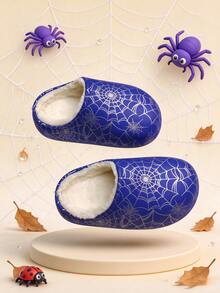 Boys Spider Web Print Slip-On House Slippers, Casual Indoor/Outdoor Children's Clogs - Blue - View 7