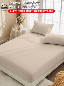 1pc 100% Cotton Fitted Sheet, Solid Color Fitted Sheet, Comfortable Home Textile, Soft And Cozy Bedding, Breathable Anti-Pilling Mattress Protector, Suitable For Twin, Full, Queen, King All Sizes, Machine Washable, Reusable, Bedroom Decor - Multicolor - View 38