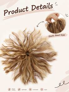 Synthetic Messy Fluffy Curly Bun Hair Extension, Heat-Resistant Fiber Rubber Band Ponytail Hairpiece, Suitable For Daily Wear, Add Volume Hair Accessory - Multicolor - View 5