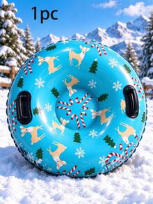 4/3/2/1pc Inflatable Snow Tube With Handle, Heavy Duty Adult Sled, Round Snow Slider, Non-Slip PVC Snow Float, Christmas Winter Outdoor Sports, Holiday Family Snow Games Accessory, Portable Inflatable Sled For Backyard Skiing - Multicolor - View 14