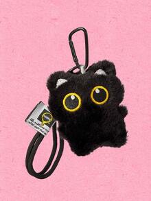 Popjeli 1pc Cute Strawberry Black Cat Plush Pendant Keychain Doll Backpack Charm Gifts For Mother, Father, Graduation, And Teacher - Black - View 10
