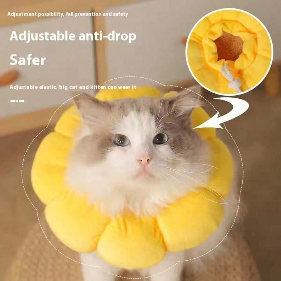 Sunflower Pet Elizabeth Collar Cat Spay/Neuter Collar Anti-Licking Anti-Biting Cat Head Collar Neck Collar Pet Collar - Yellow - View 1