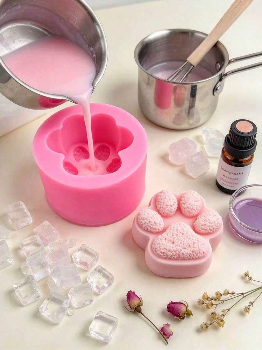 Multifunctional DIY Silicone Mold | Cat Paw + Rabbit Pendant, Cute Dual Design, Versatile Handmade Mold, Flexible And Elastic, Heat Resistant, Odorless, Easy Demolding, No Extra Oil Needed, Complete Finished Product Without Missing Corners, Reusable, Easy To Clean. Deep 3D Design, Fine Paw Pad Texture Reproduction, Suitable For Casting Wax, Soap, Plaster, Create Atmospheric Aromatherapy Decor, Handmade Bath Soap, Full Of Cuteness.