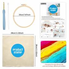 Cartoon Landscape Theme Punch Needle Embroidery Kit, 1 Pack Cross Stitch Kits,DIY Embroidery Starter Kit For Adults & Beginners, DIY Needlepoint Kit With Embroidery Hoop Thread Needle For Craft Lover Birthday Gifts ,20*20cm/7.9*7.9in - Cartoon Landscape Theme - View 8