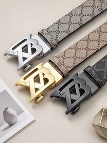 1pc Factory Direct 2025 New Men's Top Grain Cowhide Automatic Buckle Belt, Fashionable Multi-Functional Belt - Multicolor - View 2