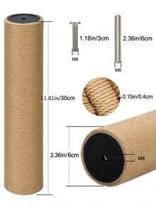 2pcs Cat Scratching Post Replacement Rods, Sisal Rope Cat Tree Replacement Post, DIY Cat Furniture, Vertical Cat Scratching Climbing Toy, Gift For Cat Owners - Yellow - View 2