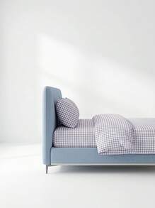 Veyra Day 3pcs Light Blue Gingham Duvet Cover Set, Soft Polyester Plaid Bedding Set, Light Blue & White Checkered Comforter Cover With 2 Shams (No Insert) - Sea salt lange - View 7