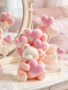 1pc Balloon Heart Bear Silicone Candle Mold, DIY Resin Plaster Bear Mold For Candle Making, Home Decor, Handmade Crafts, Gifts - A - View 4