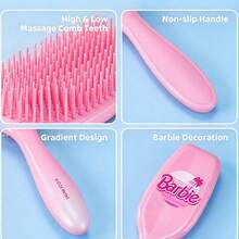 Miniso Barbie Pink Collection Cushion Hair Brush, Diamond & Gradient Style Detangling Comb, Soft Bristle Anti-Static Hair Styling Tool, Birthday Gift For Girls(1PC) - Multicolor - View 9