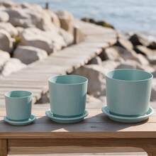 Plastic Flower Pots For Indoor Use; Sturdy And Durable With A Stylish Appearance, Featuring Drainage Holes And Saucers-Perfect For Growing Indoor Flowers And Plants. - A - View 6