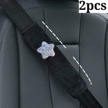 1PC/2PCS Leopard Print Five-Point Star Plush Seat Belt Shoulder Pad, Cute Star Car Seat Belt Protector, Fashionable Car Interior Decoration - Leopard Print Star Shoulder Pad - View 17