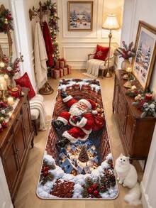 1pc Climbing Santa Claus Doormat, Christmas Gift, Hallway Runner Rug, Area Rug, Home Decor, Living Room Area Rug, Living Room Home Decor, Room Decor, Washable Carpet - Climbing Santa Claus - View 4