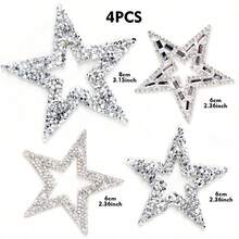 1/4/8pcs Hollow Star Rhinestone Appliques, Shiny Crystal Patches, Suitable For Clothing Repair, Jeans, Bags, Hats DIY, Peel And Stick - Multicolor - View 11