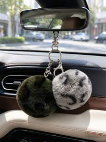 Fluffy Ball Keychain, Fur Bag Charm, Car Accessory, Backpack Pendant, Cute, Gothic, Y2K Style, Leopard Print Bead Minimalist Charm, Leopard Print Heart-Shaped Plush Keychain, Can Be Used As Keychain, Bag Charm, Backpack Pendant, Car Interior Hanging Ornament, Multi-Purpose - Multicolor - View 4