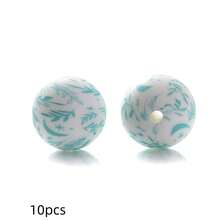 10Pcs 15mm Fresh Colorful Plant Leaf Print Silicone Beads, Multiple Colors Available, Suitable For Holiday Decoration, Jewelry Making, DIY Creative Craft Accessories - Multicolor - View 9