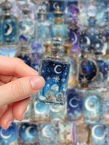 50pcs Moon Phase Magic Bottle Stickers, Scrapbook Supplies, Phone Case, Notebook, Luggage, Skateboard, Guitar, Diary Decorative Decals - Multicolor - View 5