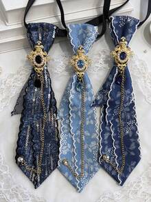 1pc Handmade Unisex Star Denim Chain Diamond Exquisite Tie, High-End Elegant, Suitable For Uniform, Daily, Party - Star Denim Style - View 11