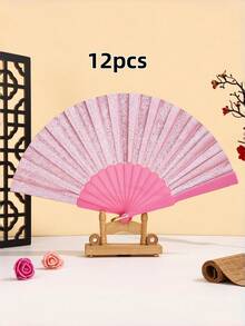 Shiny Fabric Folding Fan, Summer Essential, Suitable For Festivals, Music Events, Parties And Beach, Unique Fan Brings You Unique Charm - A - View 18