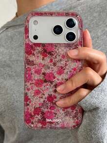 Cute Romantic Ditsy Floral Flower Sequined Glitter Shiny Phone Case Compatible With Iphone 18 Pro Max 18 Pro 17 Pro Max 17 Pro 17 16 Pro Max 16 Pro 16 15 Pro Max 15 Pro 15 14 Pro Max 14 Pro 14 13 Pro Max 13 Pro 13 12 11 Stylish Sparkling Transparent Design Soft Back Cover - Burgundy Flowers - View 4