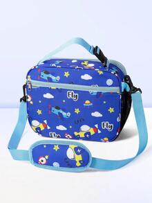 1PC Color Cartoon Printed And Large Capacity Insulated Lunch Bag, Portable Hand-Held One Shoulder Cross Body Insulated Bag With Shoulder Strap, Lunch Box Bento Bag, Suitable For Work And Outdoor Activities,Back To School Supplies - View 17