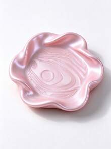 Petal-Shaped Ceramic Jewelry Dish, Pearl Luster Vanity Storage Tray, Suitable For Small Accessories, Decorative Storage Organizer, Suitable For Vanity, Bedroom Countertop - Multicolor - View 3