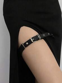 1pc Dark Punk Sexy Lolita Non-Slip Leather Thigh Strap Elastic Leg Band Leg Chain Accessory - Black - View 5