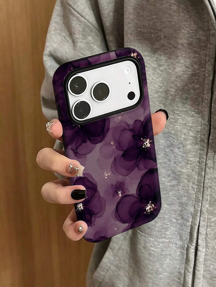 1pc New Vintage Personalized Purple Watercolor Floral Gold Foil ...