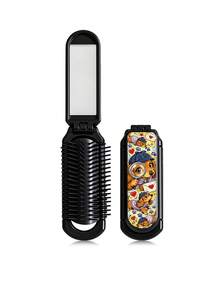 1PC Cute Compact Folding Hair Brush With Built-In Mirror, Kawaii Cartoon Dog Cat Bear Rabbit Print Mini Pocket Detangling Comb, Soft Bristle Travel Hairbrush For Women, Y2K Purse On The Go Hair Styling Accessory Gift - Multicolor - View 34